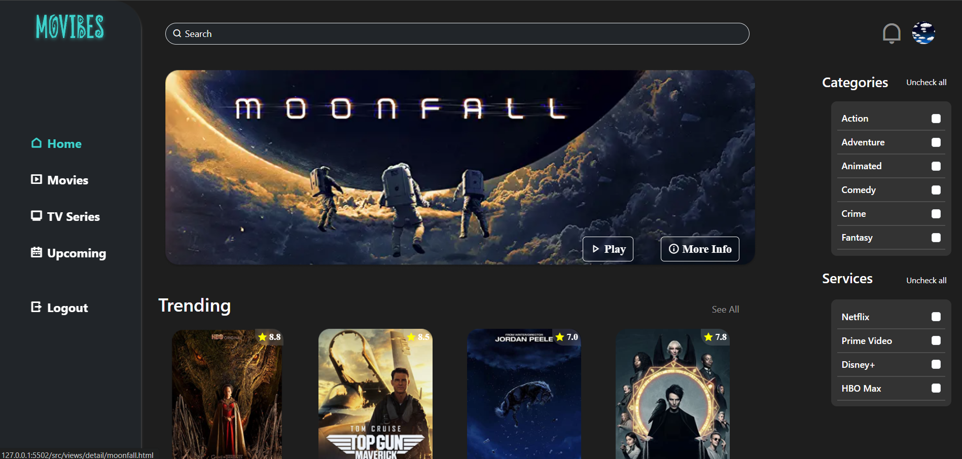 Project Website Moviebes